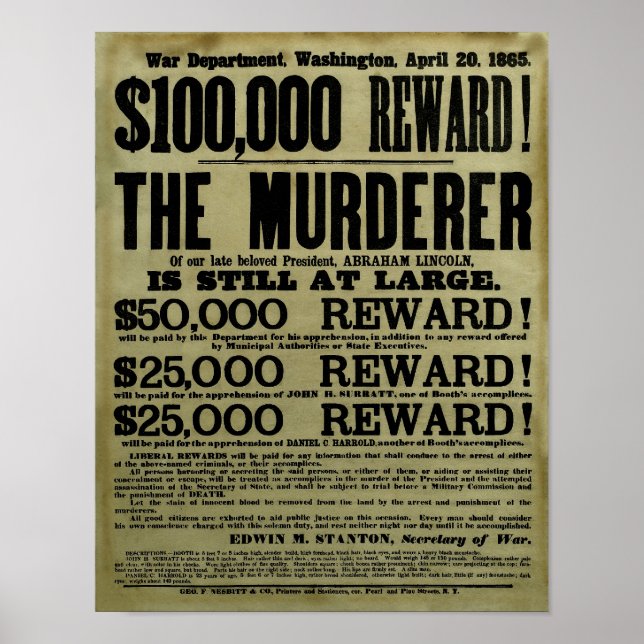 John Wilkes Booth Poster (Framsidan)