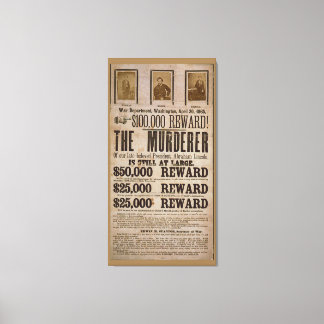 John Wilkes Booth Wanted poster mordet på Abe linc Canvastryck