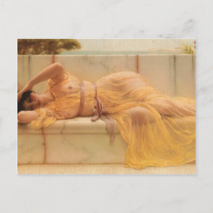 John William Godward- Girl i gult Drapery Vykort