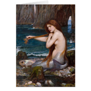 John William Waterhouse A sjöjungfru Tennyson dik Hälsningskort