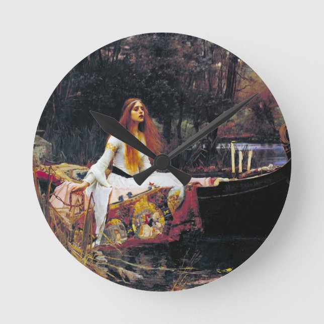 John William Waterhouse Dam i Shalott Rund Klocka (Framsida)