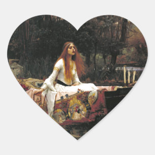 John William Waterhouse damen av Shalott Hjärtformat Klistermärke