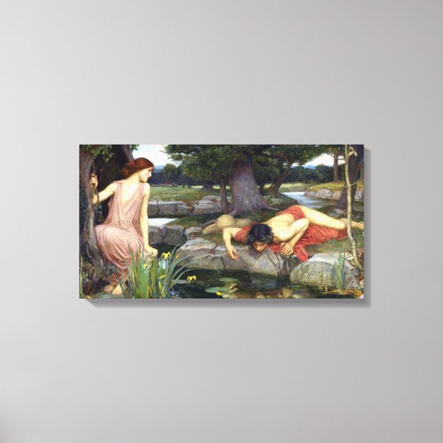John William Waterhouse Echo och Narcissus Canvastryck (Framsida)