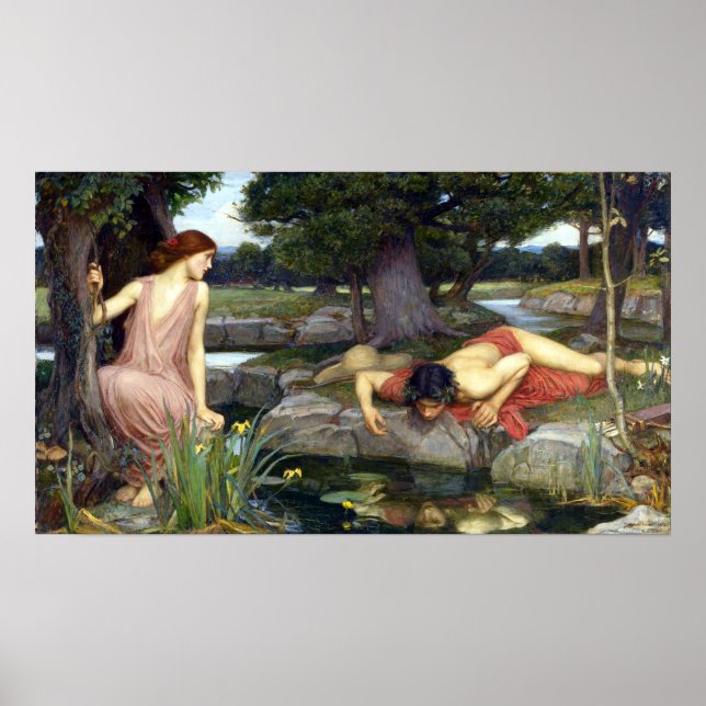 John William Waterhouse Echo och Narcissus Poster (Framsidan)