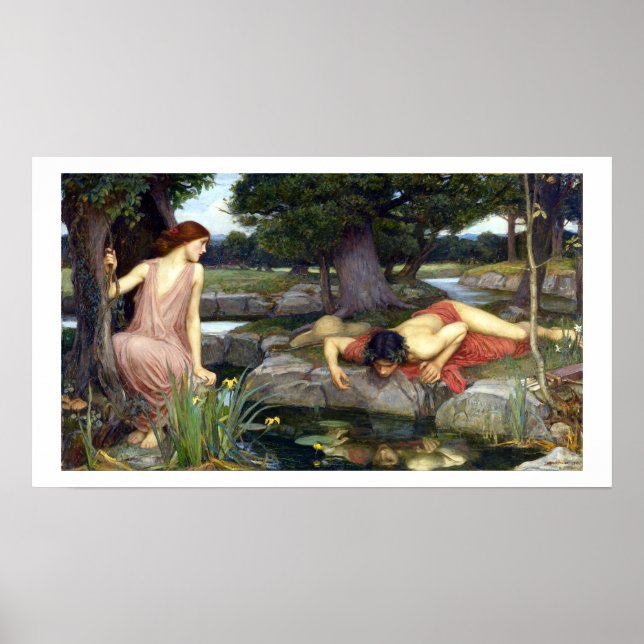 John William Waterhouse Echo och Narcissus Poster (Framsidan)