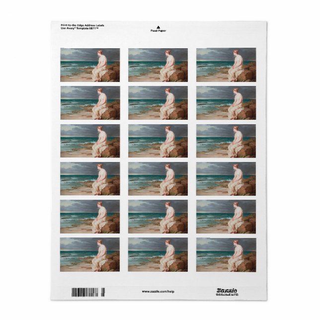 John William Waterhouse Miranda Art Labels Adressetikett (Helt Ark)