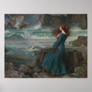John William Waterhouse - Miranda - stormen Poster
