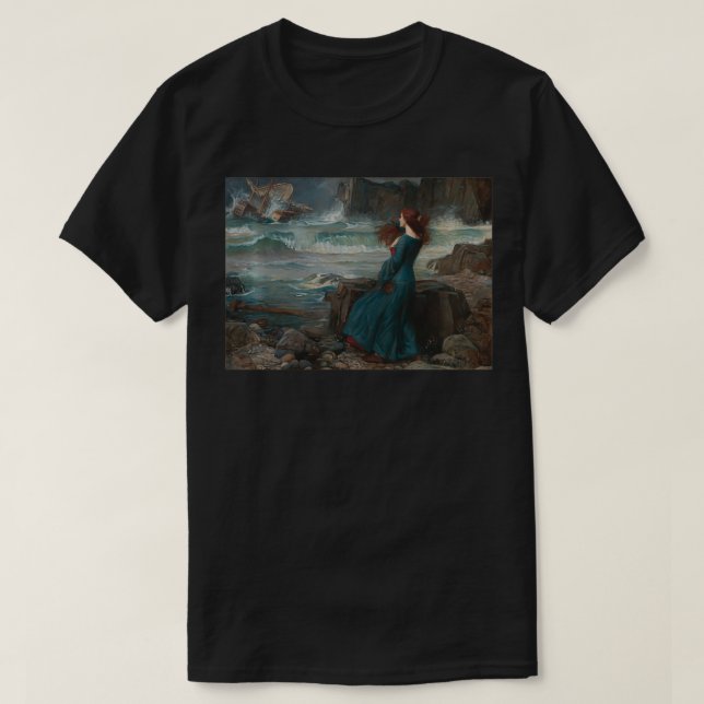 John William Waterhouse Miranda Tempest Art Painti T Shirt (Design framsida)