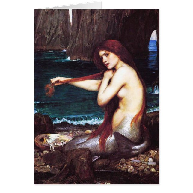 John William Waterhouse Sjöjungfru Card Hälsningskort (Framsidan)