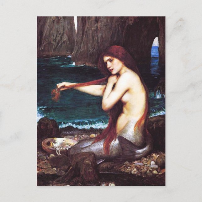 John William Waterhouse Sjöjungfru Postcard Vykort (Framsida)