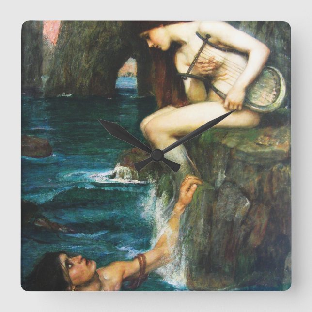 John William Waterhouse som siren tar tid på Fyrkantig Klocka (Framsida)