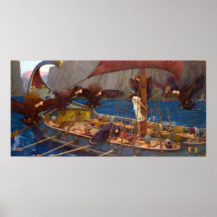 John William Waterhouse Ulysses och Sirens Poster