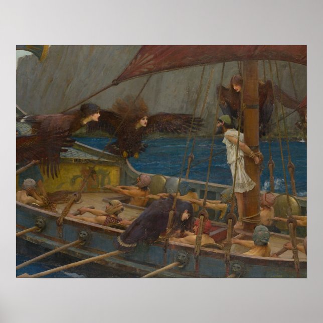 John William Waterhouse - Ulysses och Sirens Poster (Framsidan)