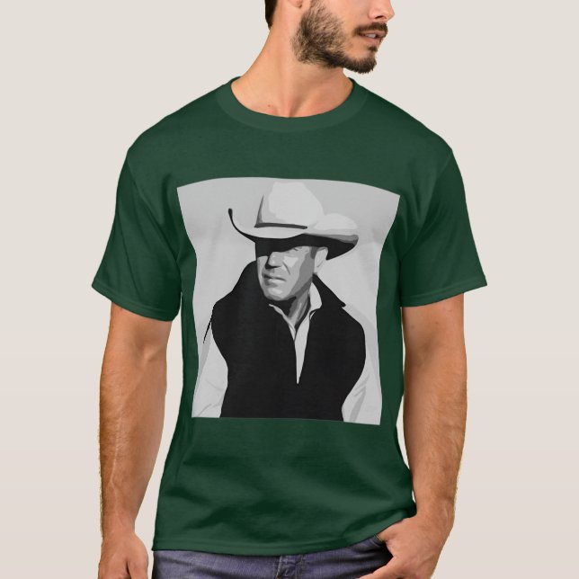 JOHNDUTTONKEVINCOSTNERYELLOWSTONETVSHOWCLASSIC vin T Shirt (Framsida)