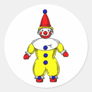 Johnny automatisk clowntecknad runt klistermärke