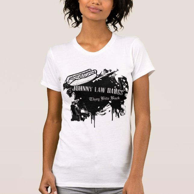 Johnny bitor drar tillbaka!  för damer och tee shirt (Framsida)
