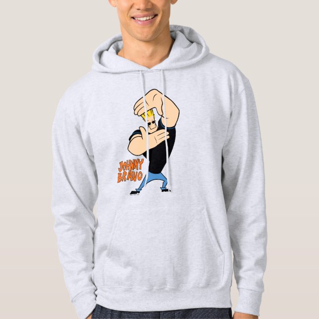 Johnny Bravo Bild Ram Pose Hoodie (Framsida)