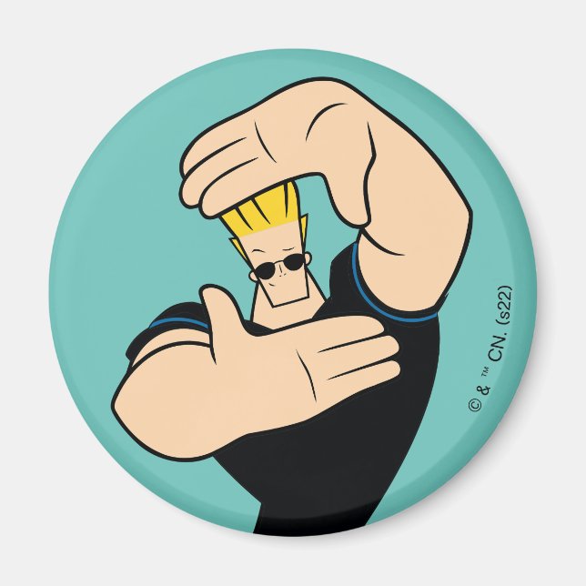 Johnny Bravo Bild Ram Pose Magnet (Framsidan)