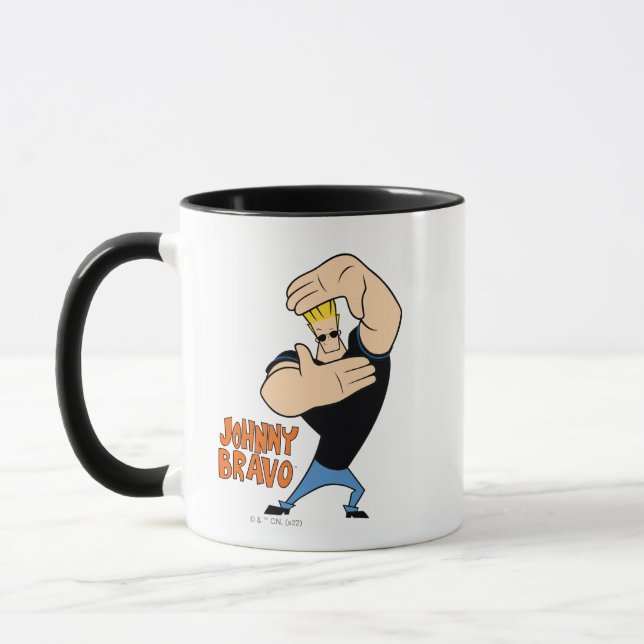 Johnny Bravo Bild Ram Pose Mugg (Vänster)