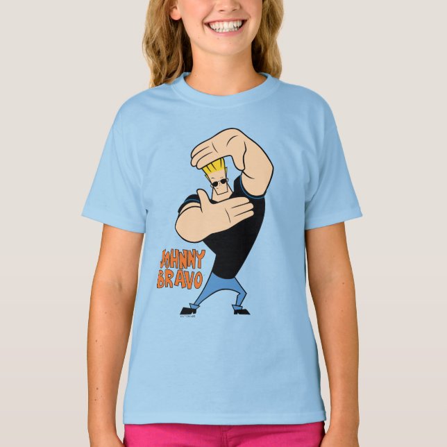 Johnny Bravo Bild Ram Pose T Shirt (Framsida)