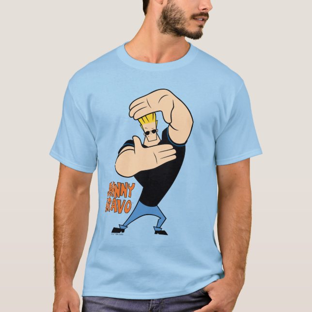 Johnny Bravo Bild Ram Pose T Shirt (Framsida)
