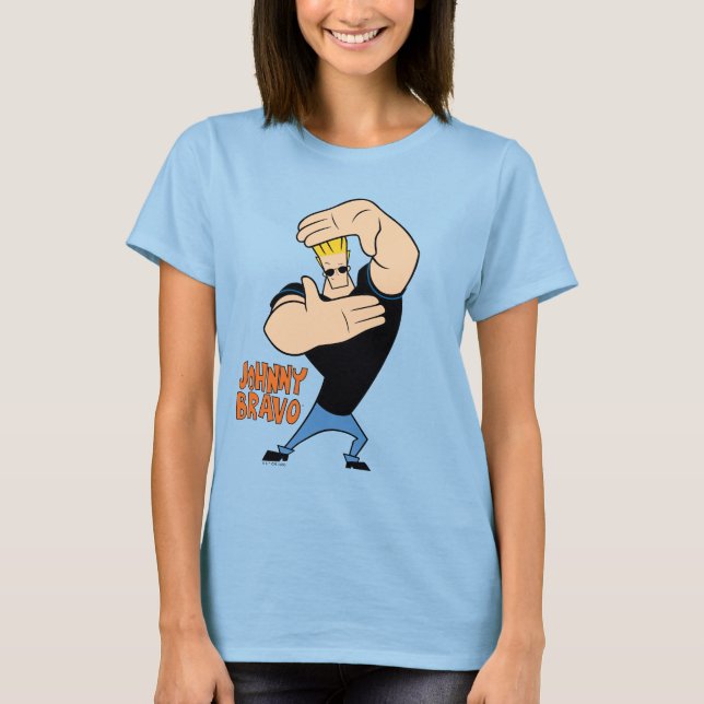 Johnny Bravo Bild Ram Pose T Shirt (Framsida)