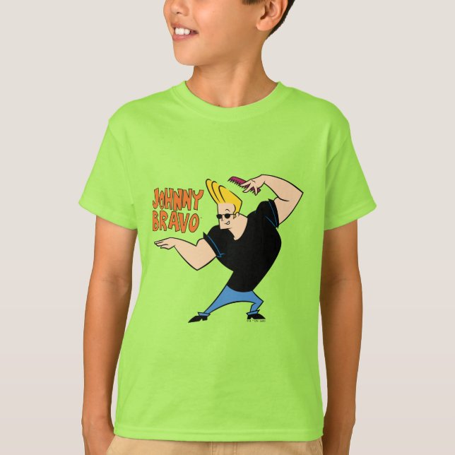 Johnny Bravo Combing Hair T Shirt (Framsida)
