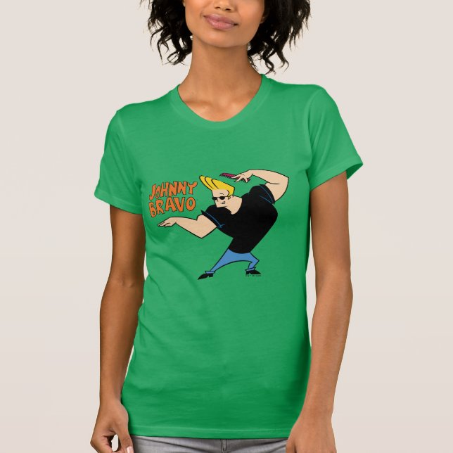 Johnny Bravo Combing Hair T Shirt (Framsida)