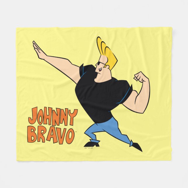 Johnny Bravo Flexing Fleecefilt (Framsidan (Horisontell))