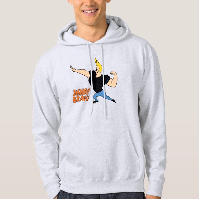 Johnny Bravo Flexing Hoodie (Framsida)