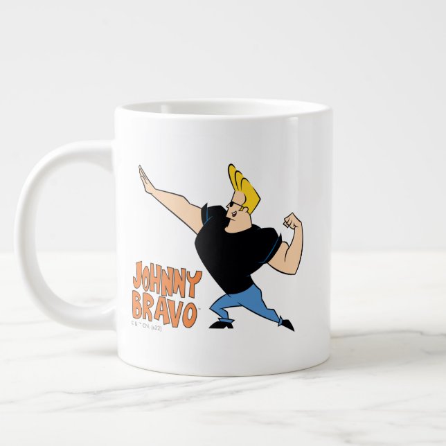Johnny Bravo Flexing Jumbo Mugg (Vänster)