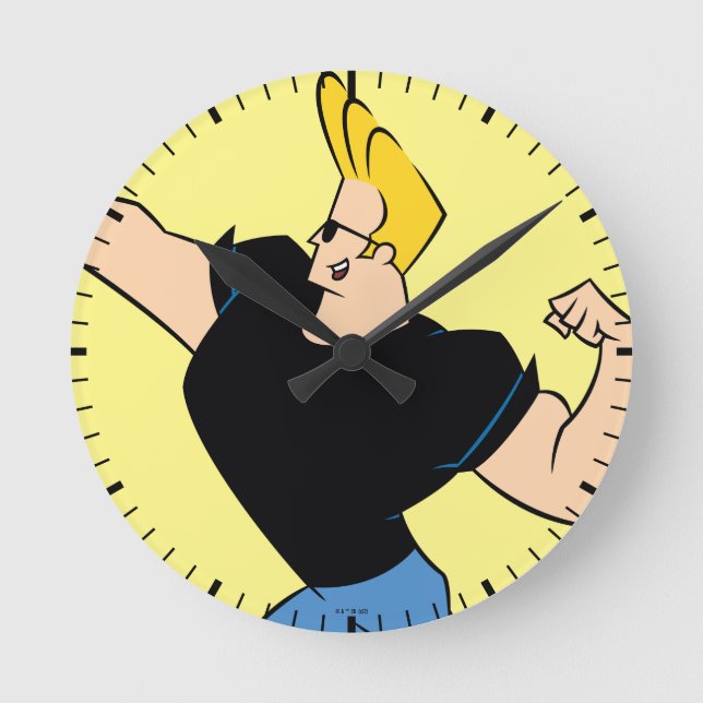 Johnny Bravo Flexing Rund Klocka (Framsida)