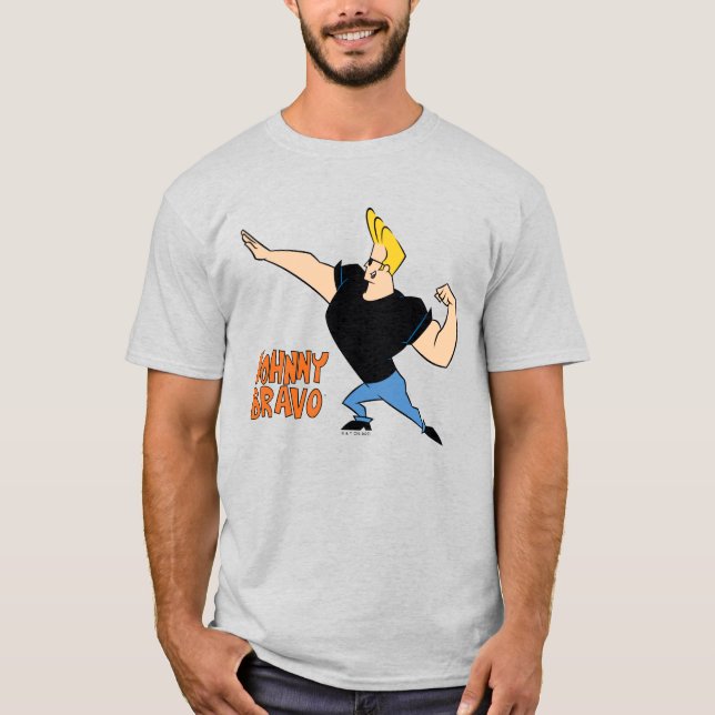 Johnny Bravo Flexing T Shirt (Framsida)