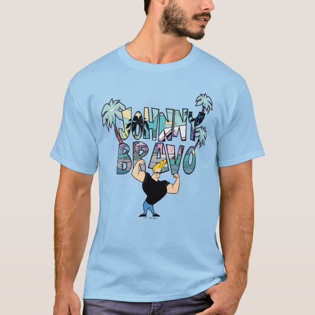 Johnny Bravo Handflatan Träd Namn T Shirt (Framsida)