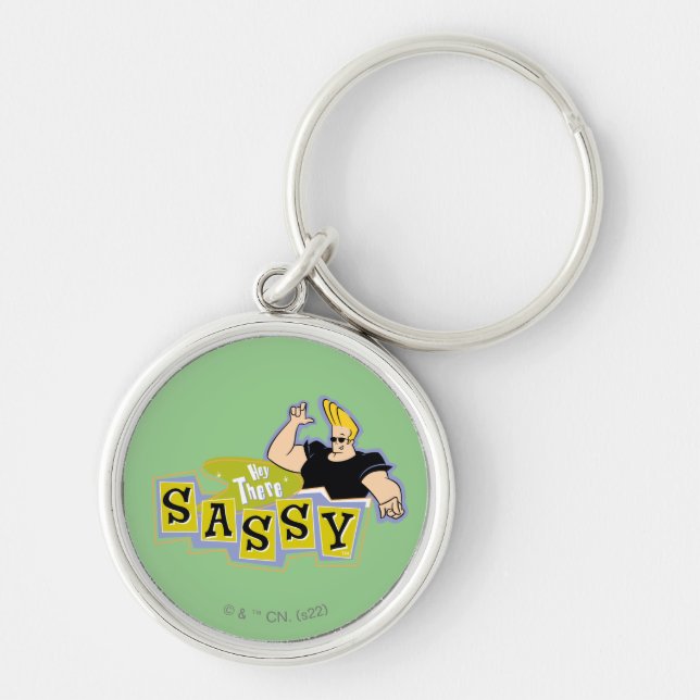 Johnny Bravo - Hej där Sassy Rund Silverfärgad Nyckelring (Framsidan)