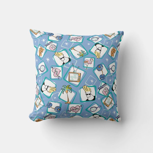 Johnny Bravo Icon Pattern Kudde (Framsida)