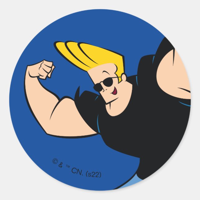 Johnny Bravo Iconic Pose Runt Klistermärke (Framsida)