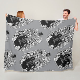 Johnny Cash Inspired Guitar Blanket Fleecefilt