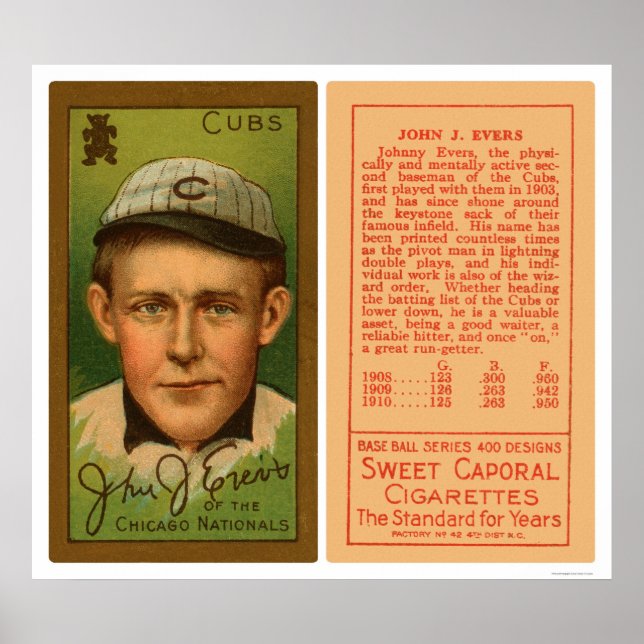 Johnny Evers Unge Baseball 1911 Poster (Framsidan)