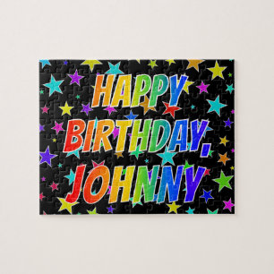 "JOHNNY" First Namn, Roligt "GRATTIS PÅ FÖDELSEDAG Pussel