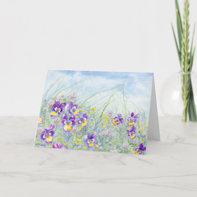 Johnny-Jump-Ups Blank Notecard Tack Kort (Framsida)