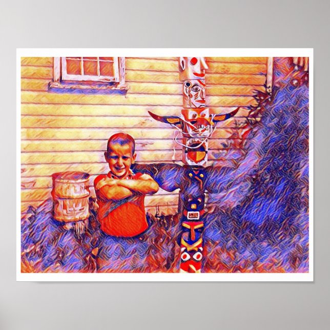 Johnny och Totem, Psych, Modern Art-vykort Poster (Framsidan)