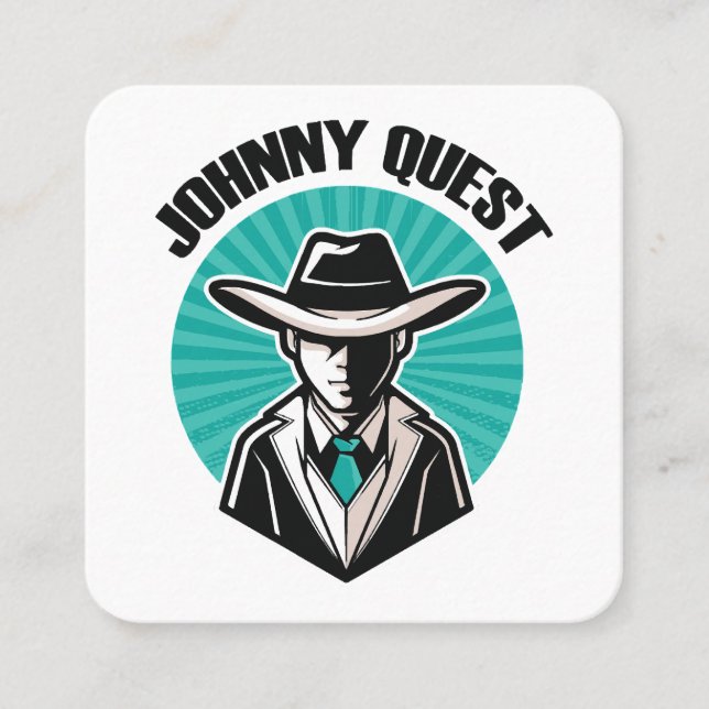 Johnny Quest Fyrkantigt Visitkort (Framsida)