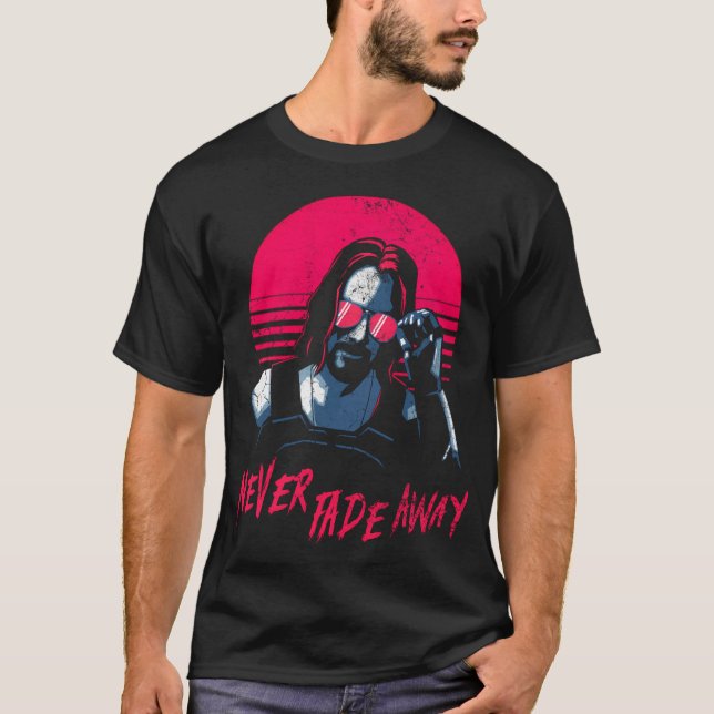 Johnny Silverhand Cyberpunk - Tona aldrig bort T Shirt (Framsida)