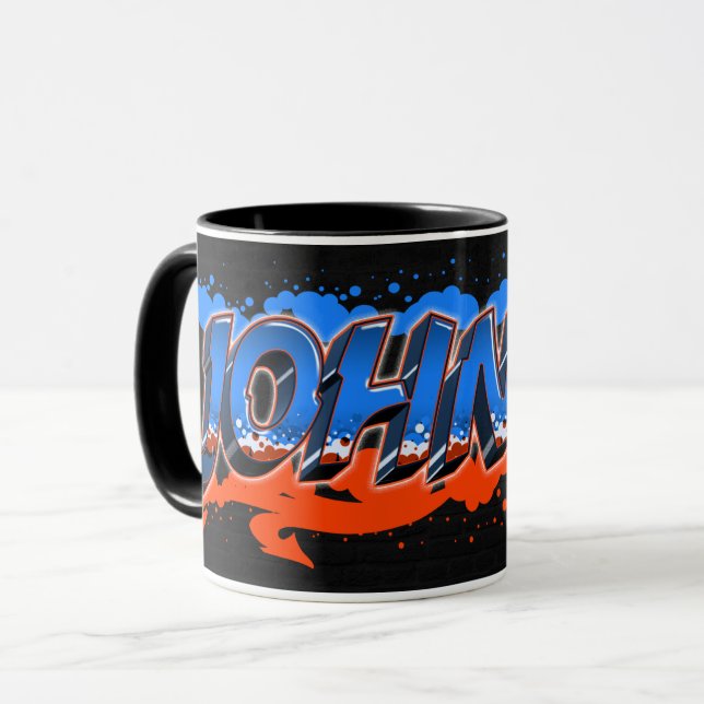 Johnny Vorname Name Graffiti blue orange Tasse Mugg (Framsida vänster)