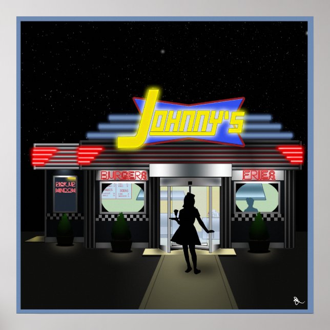 Johnny's Curb Service Retro Drive in Poster (Framsidan)