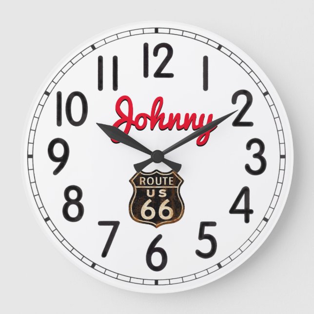 Johnny's Route 66 Stor Clock Klocka (Framsida)