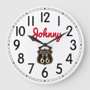 Johnny's Route 66 Stor Clock Stor Klocka