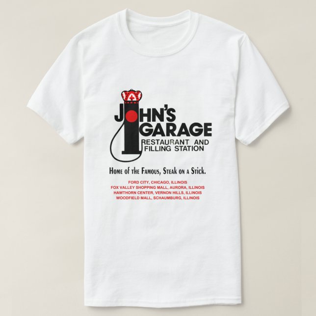 John's Garage Restaurants in Illinois T Shirt (Design framsida)