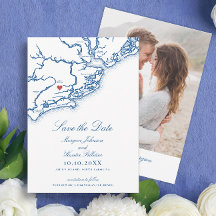 Johns Island SC Map Elegant Navy Blue Wedding